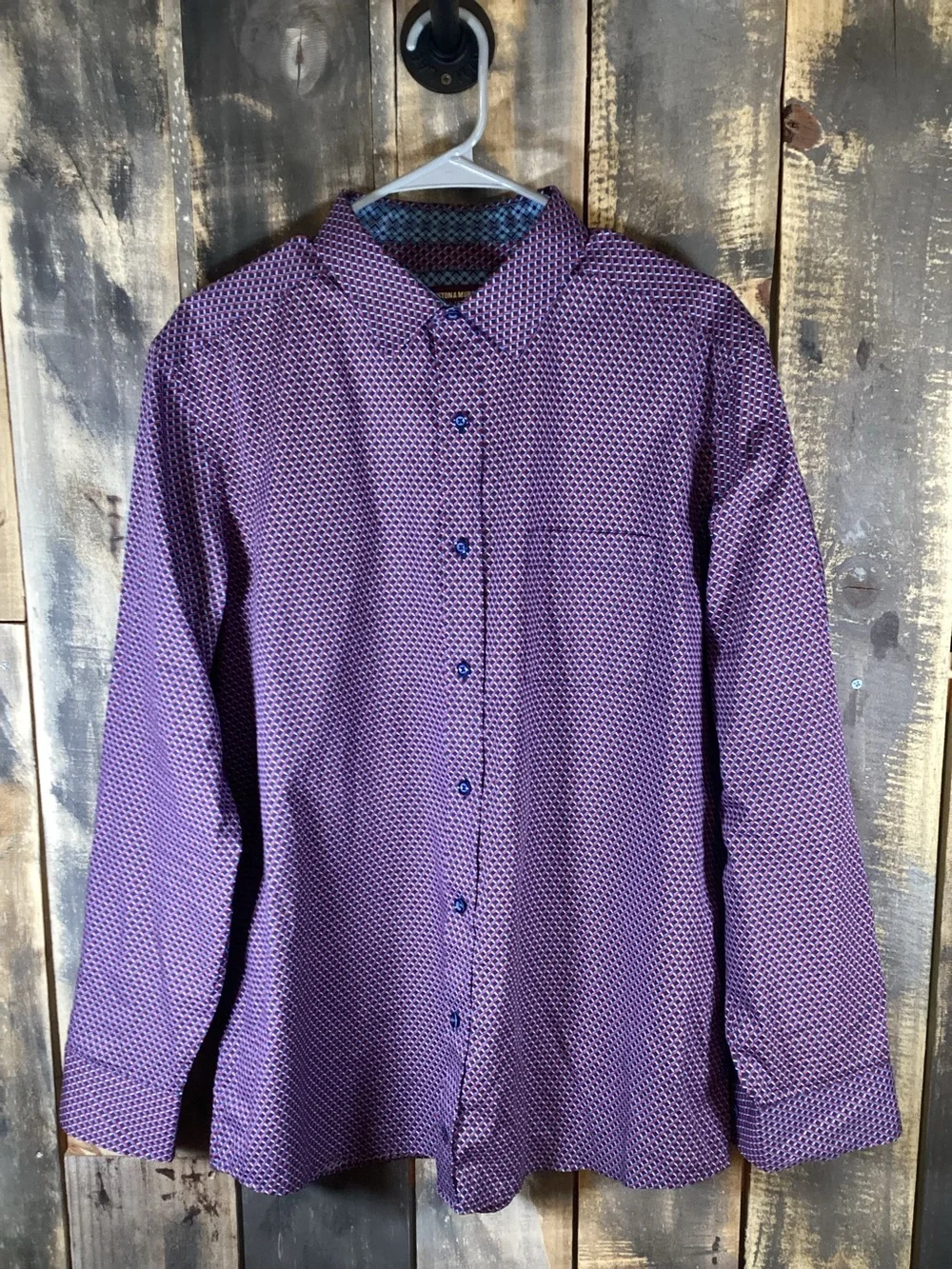 johnston and murphy dress shirts & Men's Monterey Textured Short-Sleeve Shirt - Black Diagonal Bar - Size L way stretch for endless comfort Johnston & Murphy Large Button